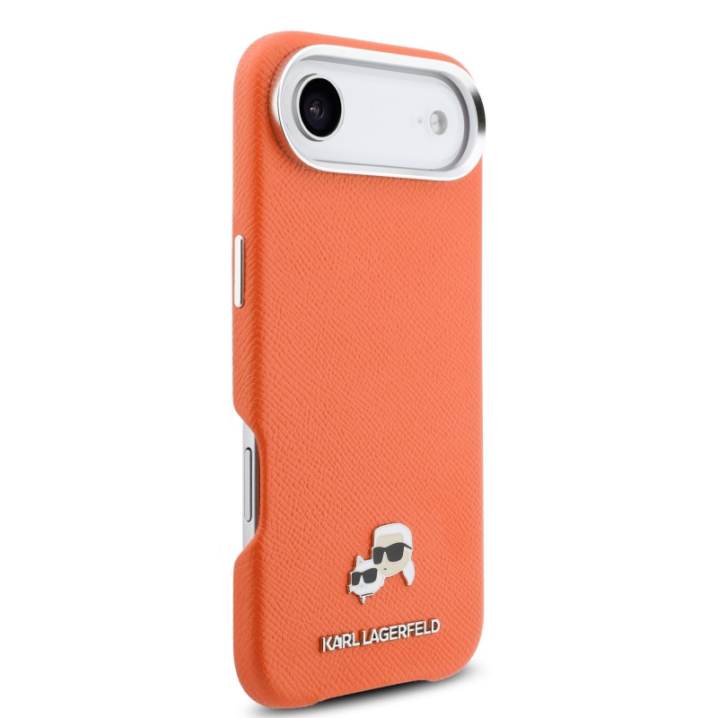 Karl Lagerfeld PU Karl and Choupette Heads Pins MagSafe zadný kryt pre iPhone Air Orange