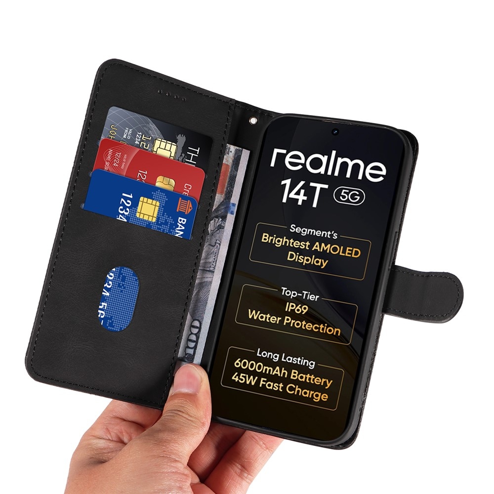 Curved knižkové puzdro na Realme 14 5G/14T 5G - čierne