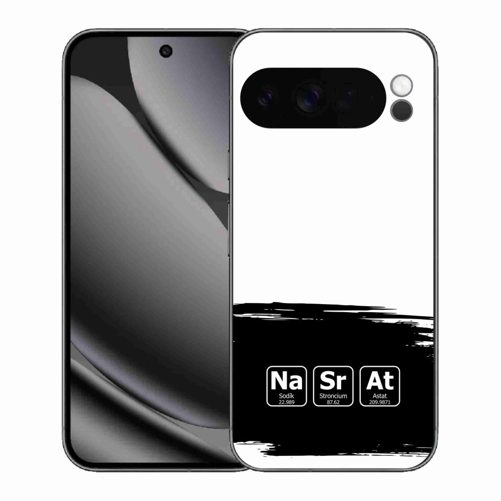 Gélový kryt mmCase na Google Pixel 10 Pro XL - chemické prvky čiernobiele pozadie