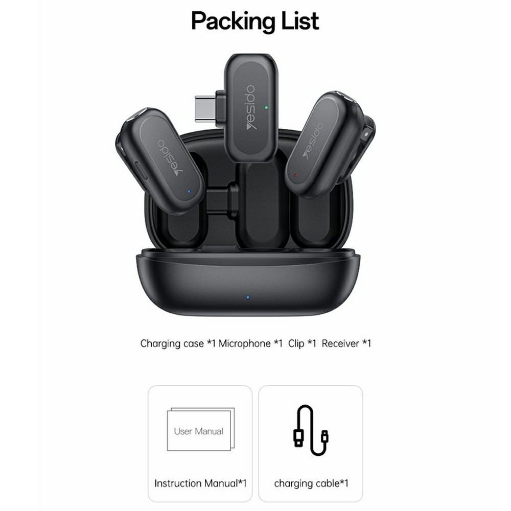 Yesido KR22 bezdrôtový klopový mikrofón s AI redukciou šumu USB-C