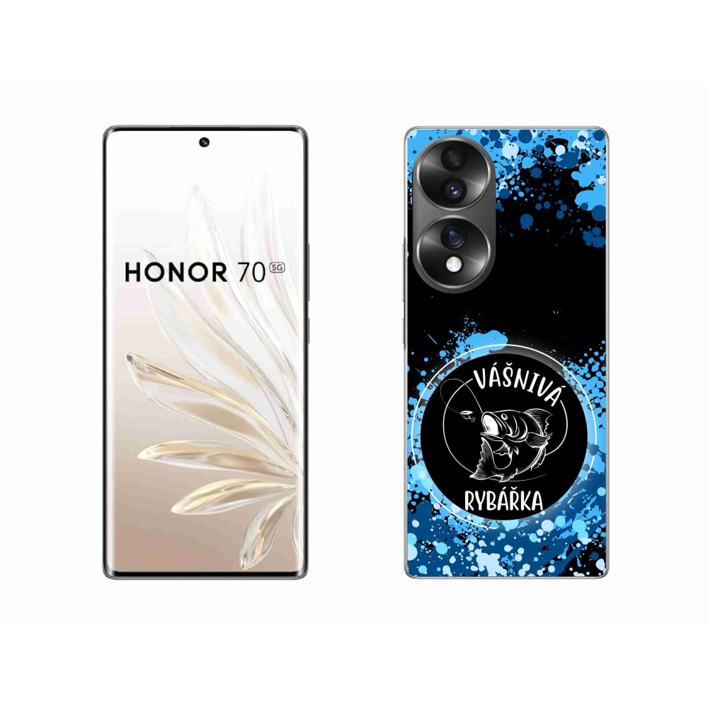Gélový kryt mmCase na Honor 70 - vášnivá rybárka čierne pozadie