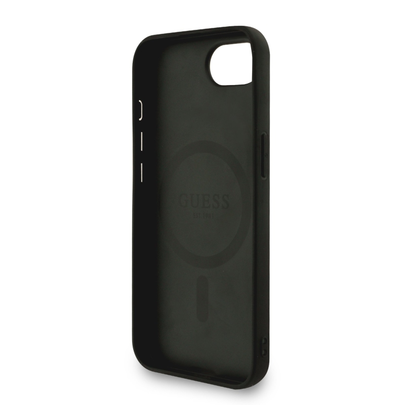 Guess PU Leather 4G Colored Ring Strap MagSafe Zadný Kryt pre iPhone 16e Black