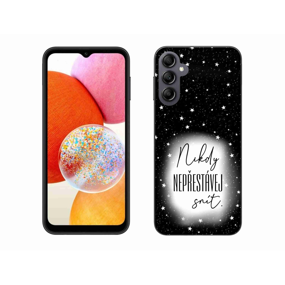 Gélový kryt mmCase na Samsung Galaxy A14 4G/5G - citát 1 bieločierne pozadie