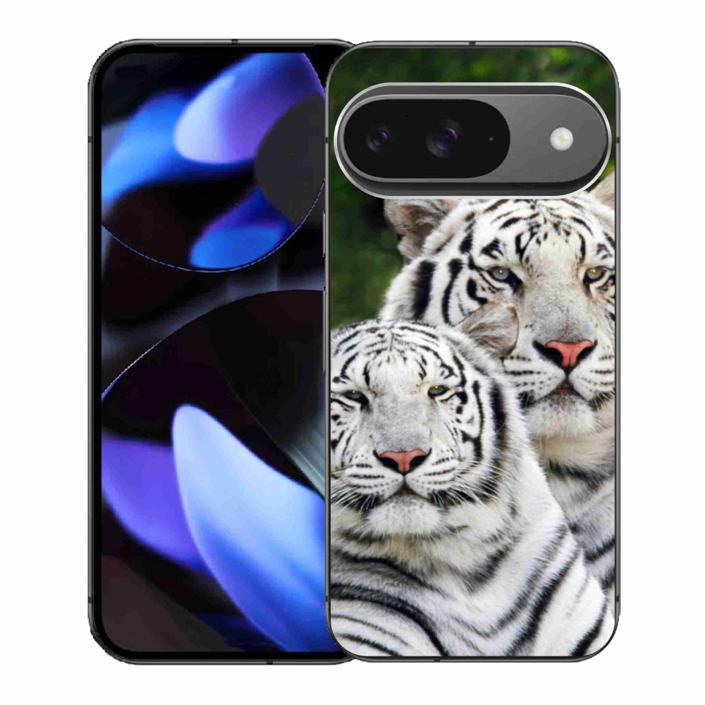 Gélový obal mmCase na Google Pixel 9/9 Pro - bieli tigre