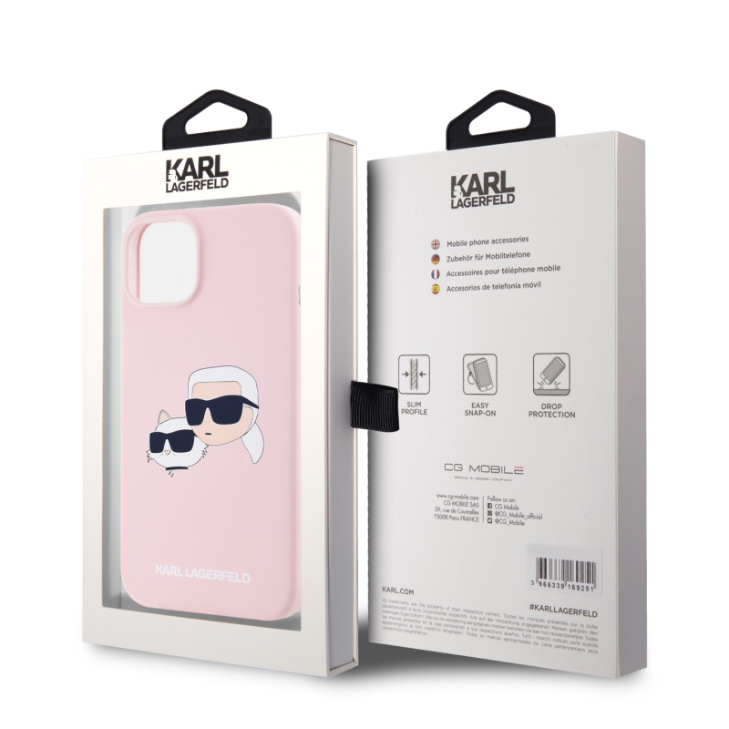 Karl Lagerfeld Liquid Silicone Double Heads Magsafe Zadný Kryt pre iPhone 14 Pink