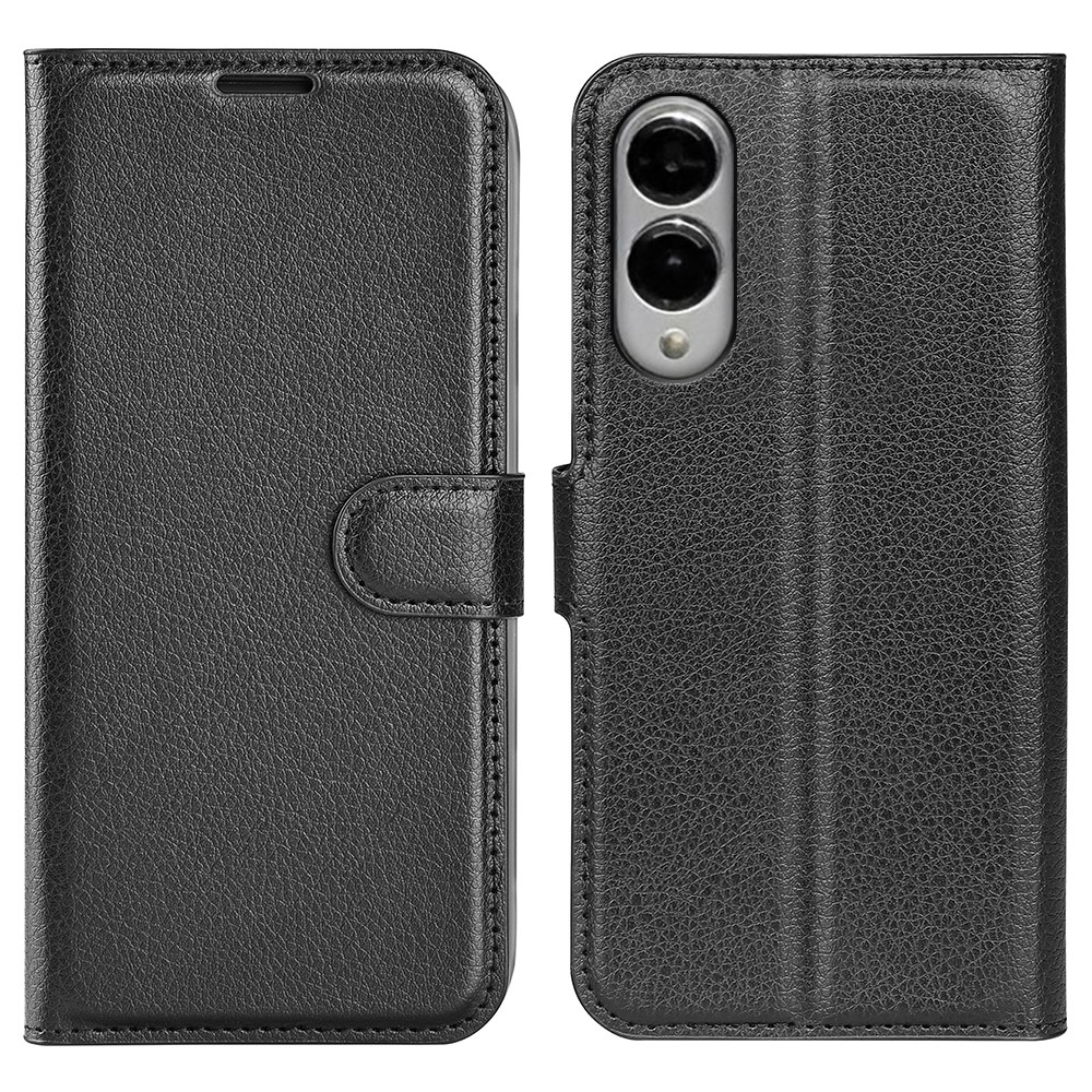 Litchi knižkové púzdro na Samsung Galaxy S25 Edge - čierne