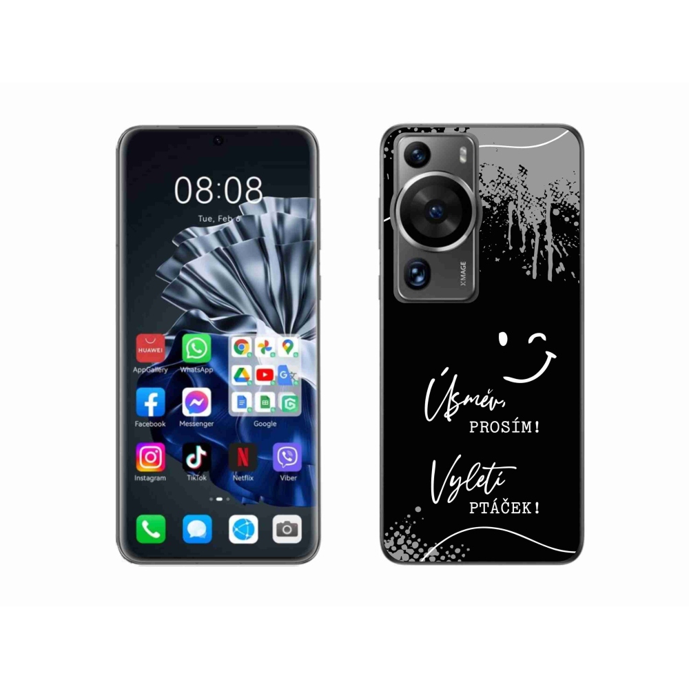 Gélový kryt mmCase na Huawei P60 Pro - vtipný text 4 čierne pozadie