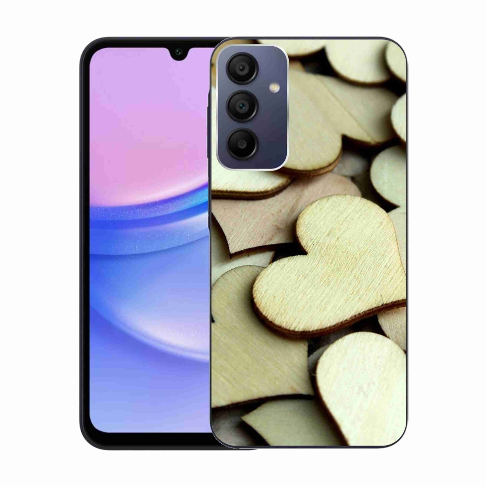 Gélový kryt mmCase na Samsung Galaxy A15 4G/5G - drevené srdiečka