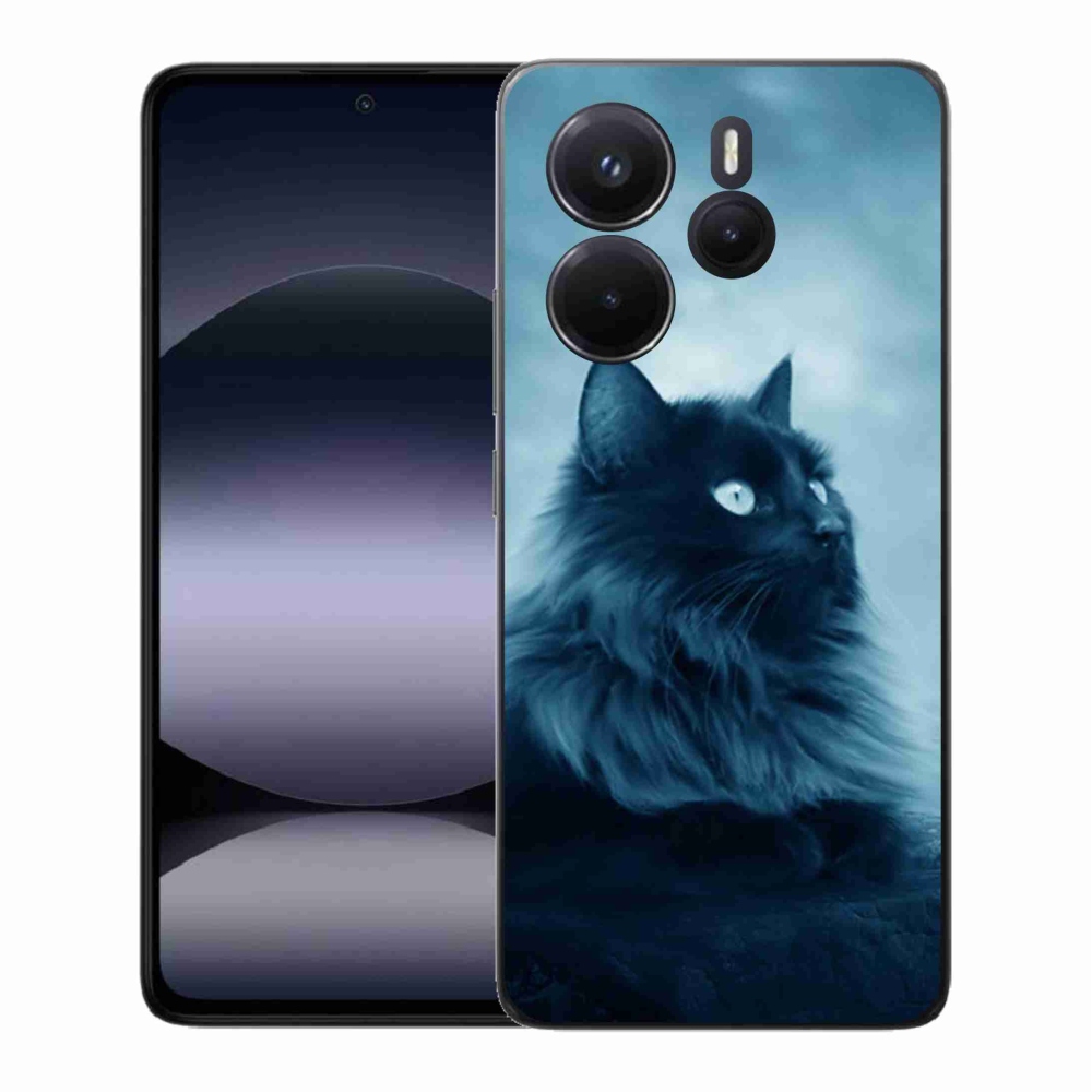 Gélový kryt mmCase na Xiaomi Redmi Note 14 - čierna mačka 1