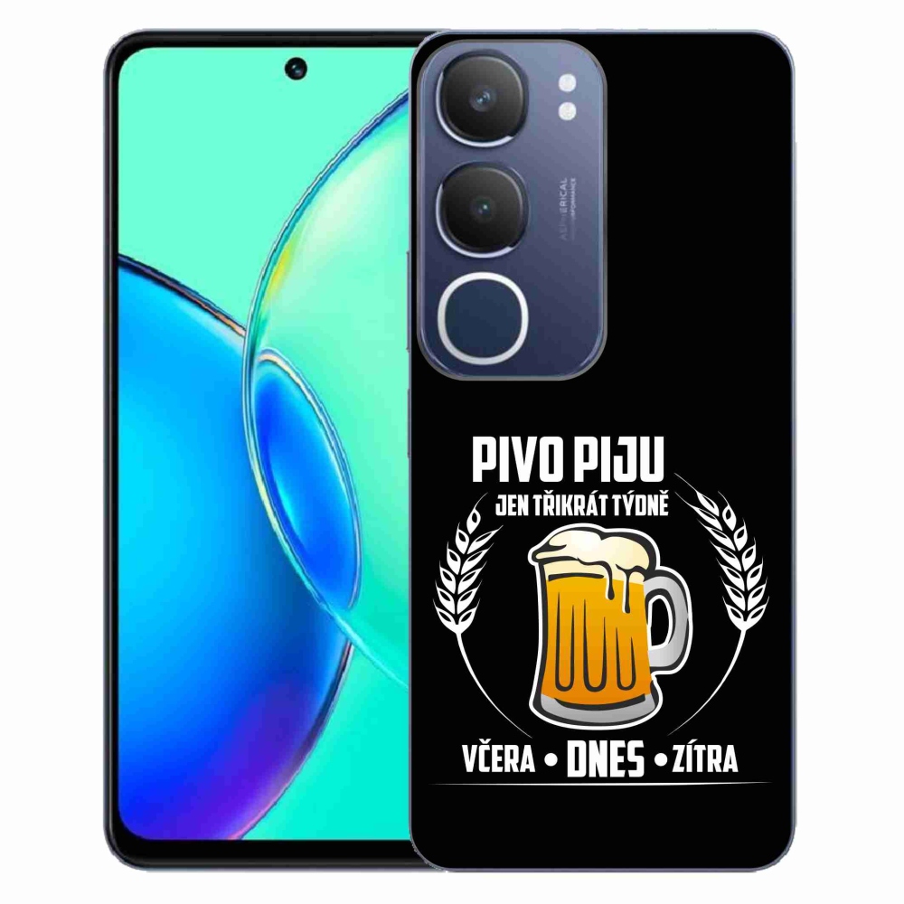 Gélový kryt mmCase na Vivo Y19s - pivný motív čierne pozadie