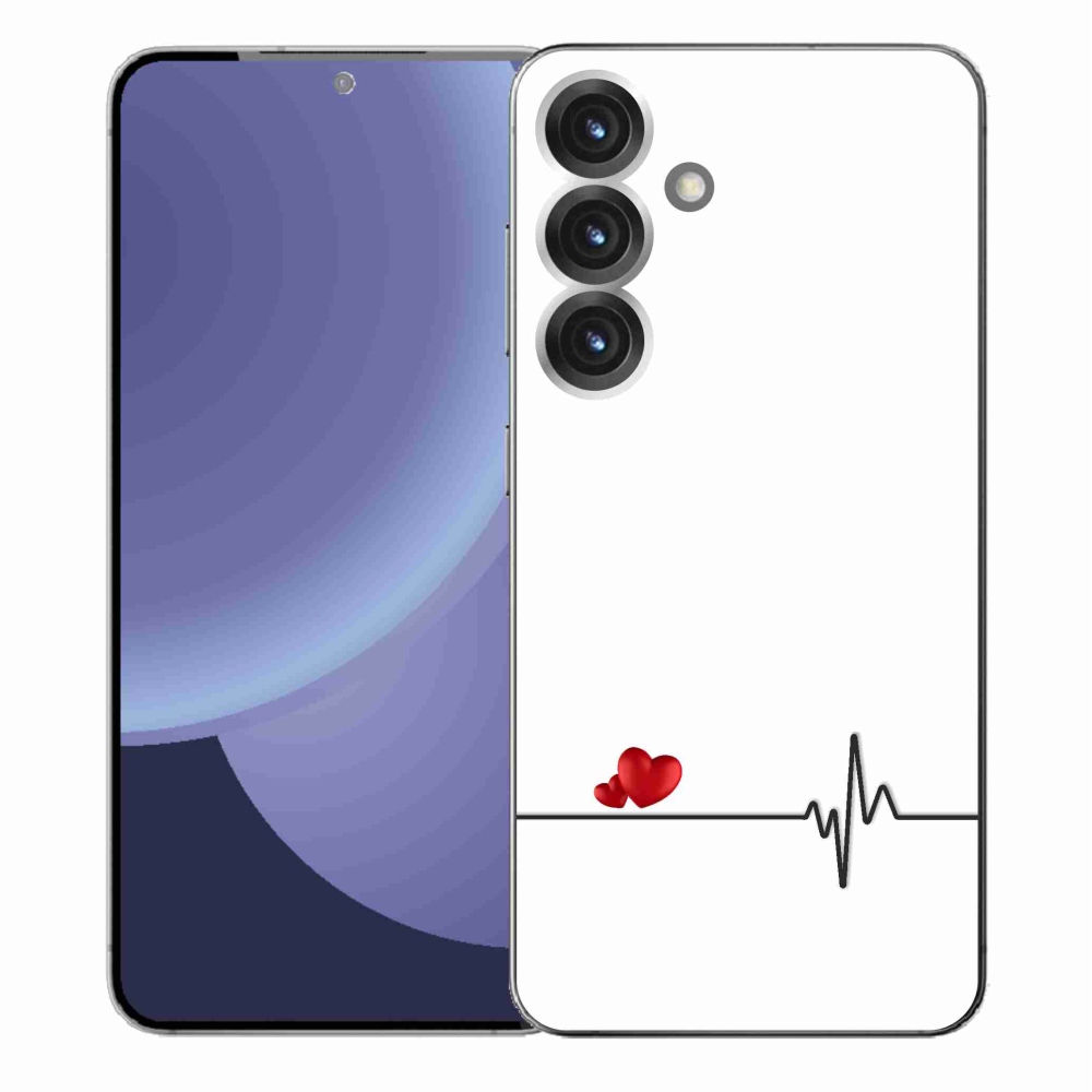 Gélový kryt mmCase na Samsung Galaxy S25+ - srdce a tep biele pozadie
