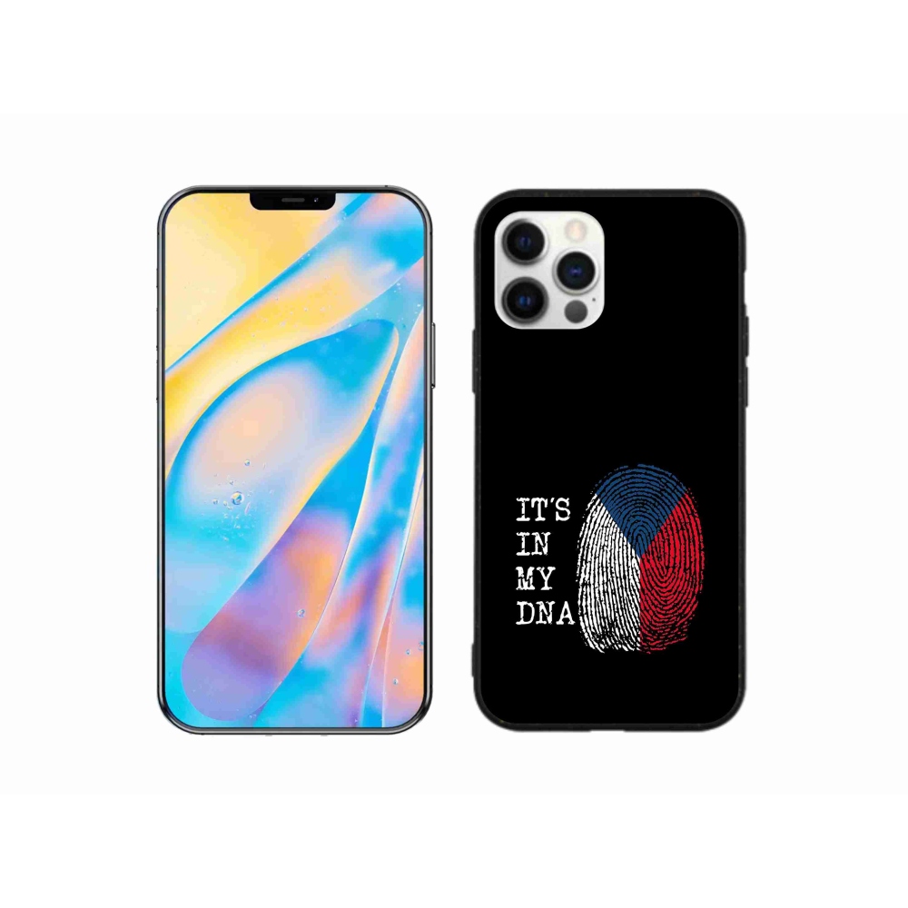 Gélový kryt mmCase na iPhone 12 - vlajka odtlačok prsta čierne pozadie