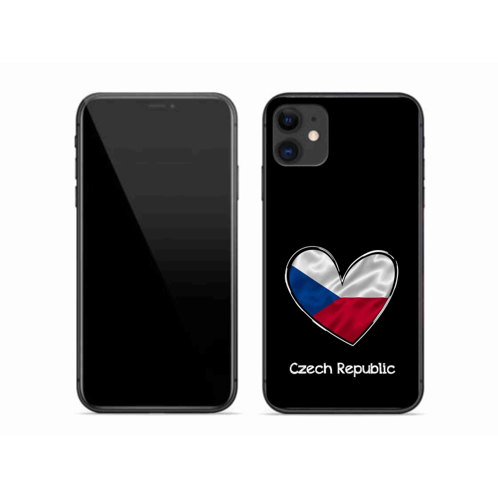 Gélový kryt mmCase na iPhone 11 - vlajka srdca čierne pozadie