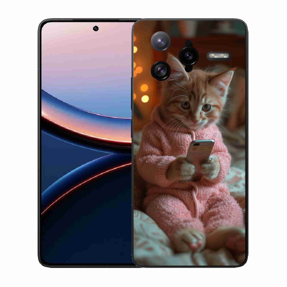Gélový kryt mmCase na Xiaomi Poco F7 Ultra - mačiatko s mobilom
