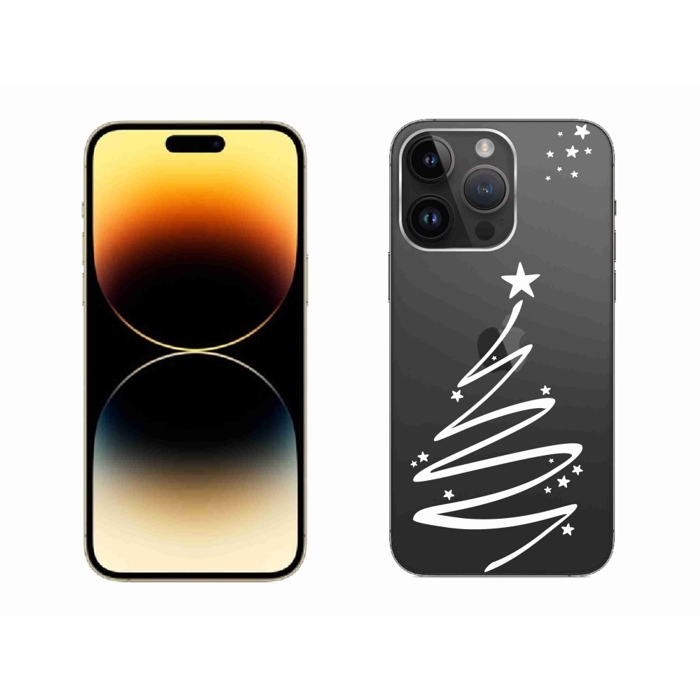 Gélový kryt mmCase na iPhone 14 Pro Max - biely stromček na priehľadnom pozadí