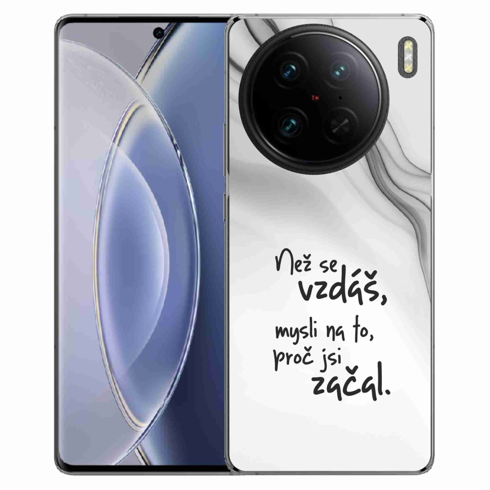 Gélový kryt mmCase na Vivo X90 Pro - citát 2 biele pozadie