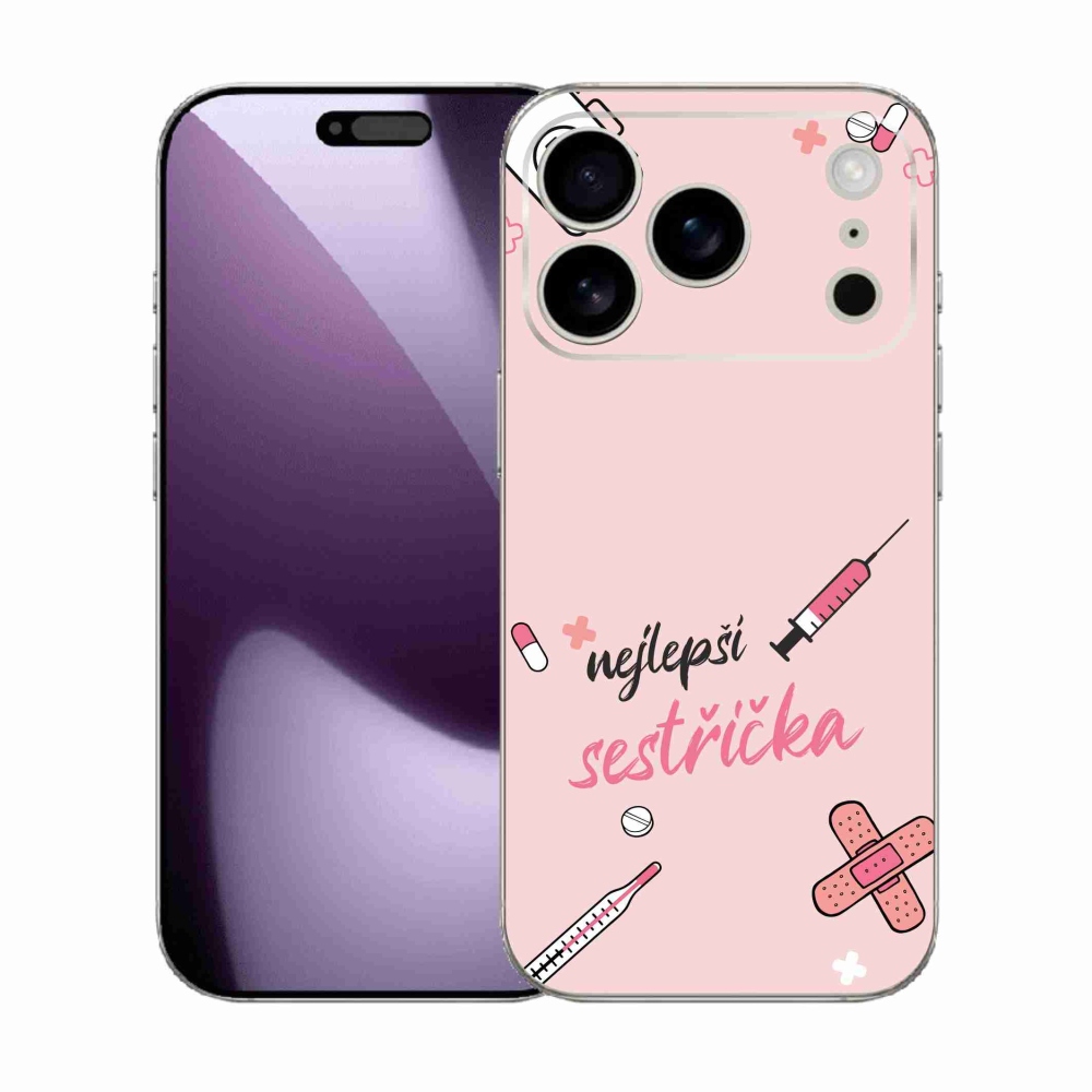 Gélový kryt mmCase na iPhone 17 Pro - najlepšia sestrička ružové pozadie
