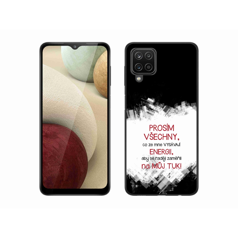Gélový kryt mmCase na Samsung Galaxy A12 - vtipný text 1 červený