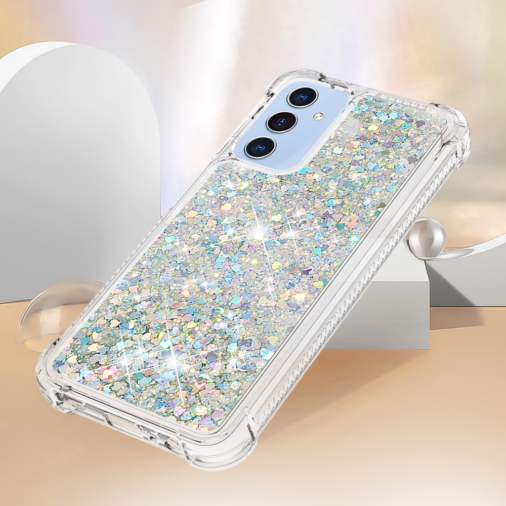 Glitter presýpacie gélový obal na Samsung Galaxy A17 5G - strieborný/srdiečka
