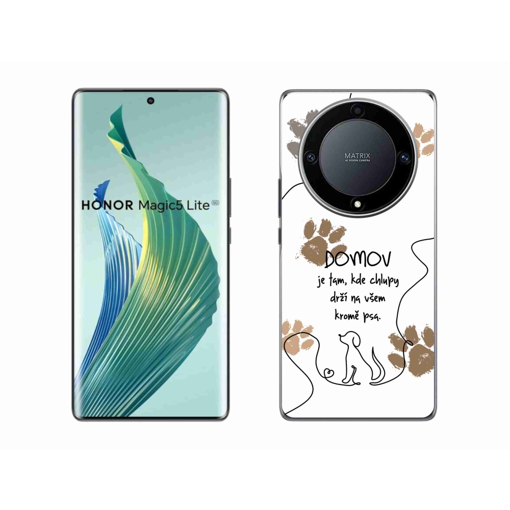 Gélový kryt mmCase na Honor Magic 5 Lite 5G - psí motív biele pozadie
