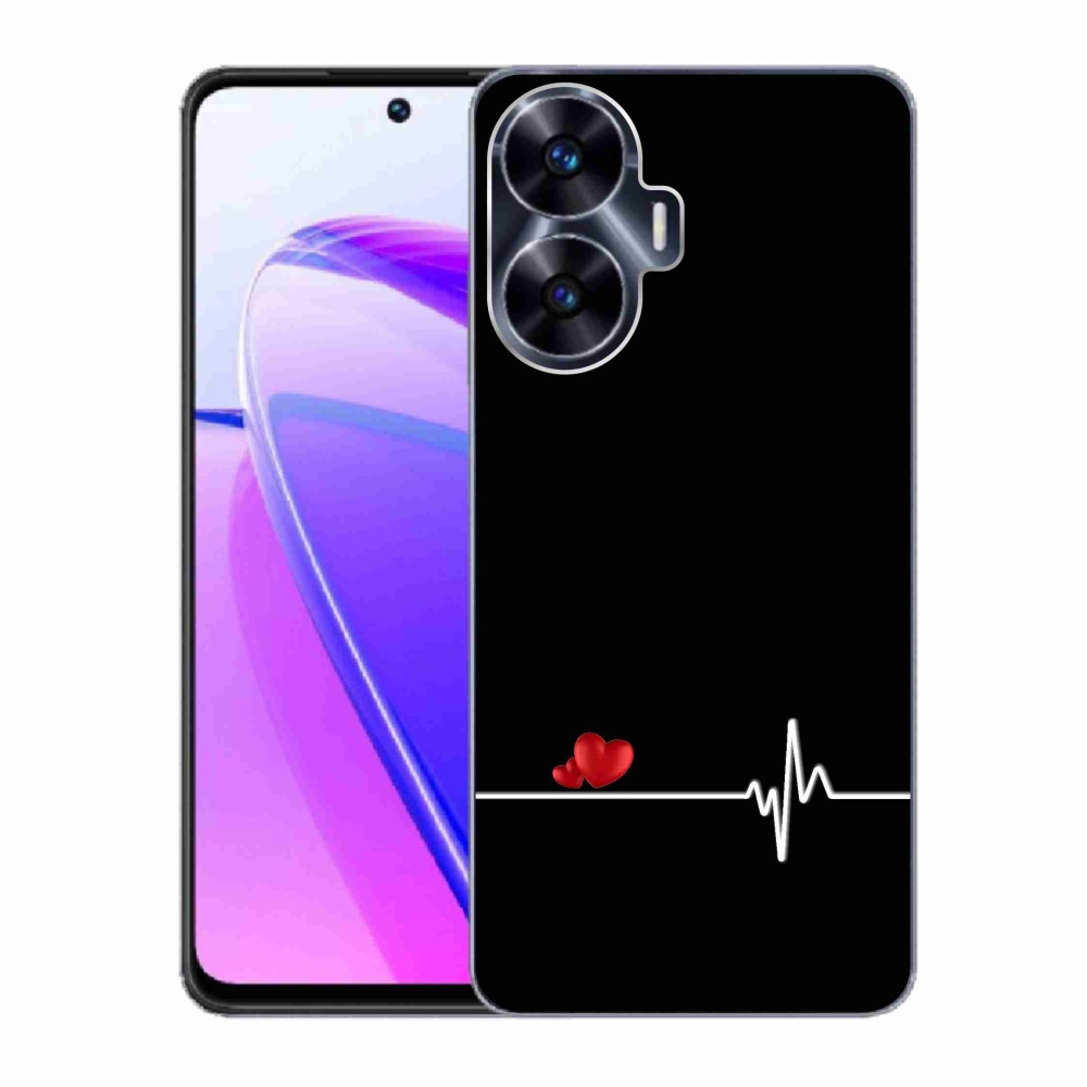 Gélový kryt mmCase na Realme C55 - srdce a tep čierne pozadie
