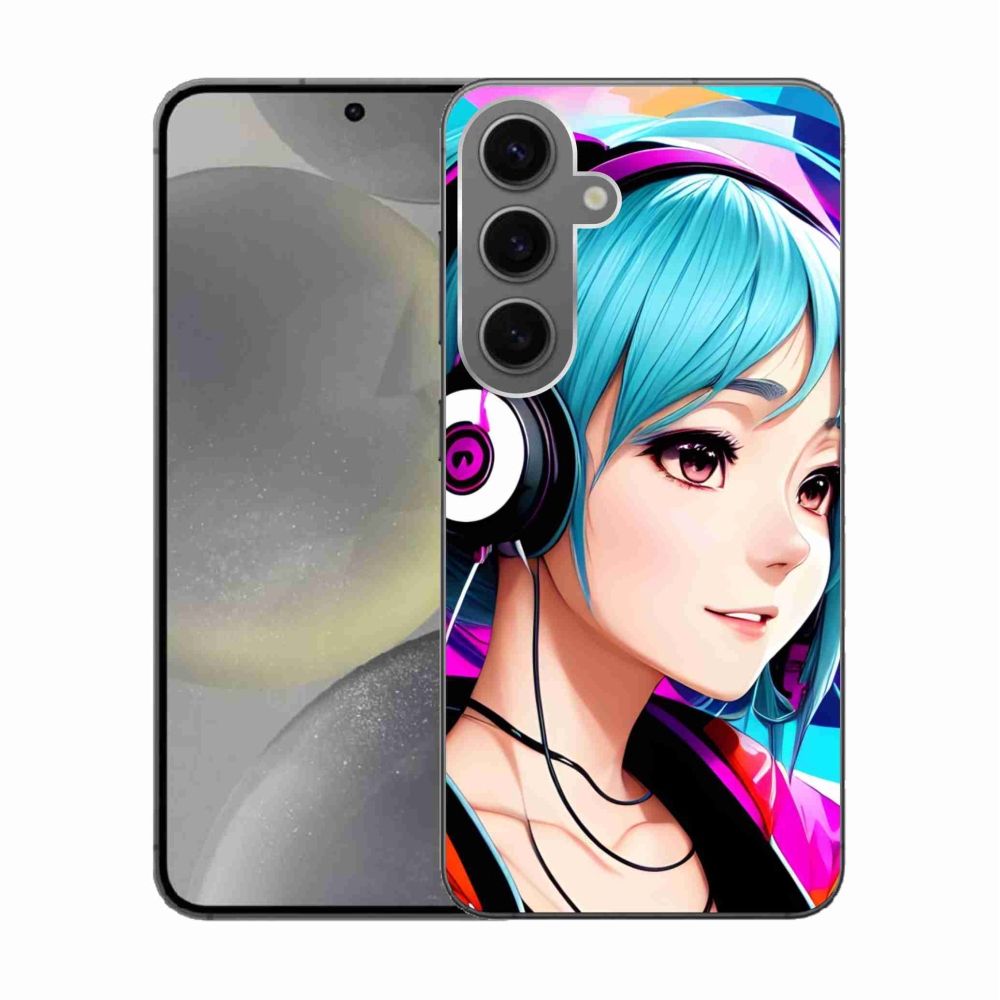 Gélový kryt mmCase na Samsung Galaxy S24 - dievča so slúchadlami
