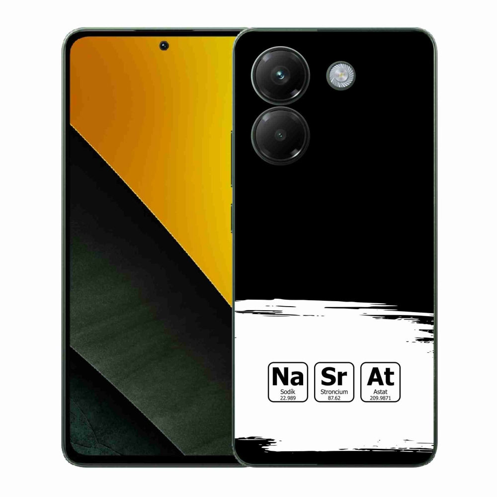 Gélový kryt mmCase na Xiaomi Poco M7 Pro 5G - chemické prvky bieločierne pozadie