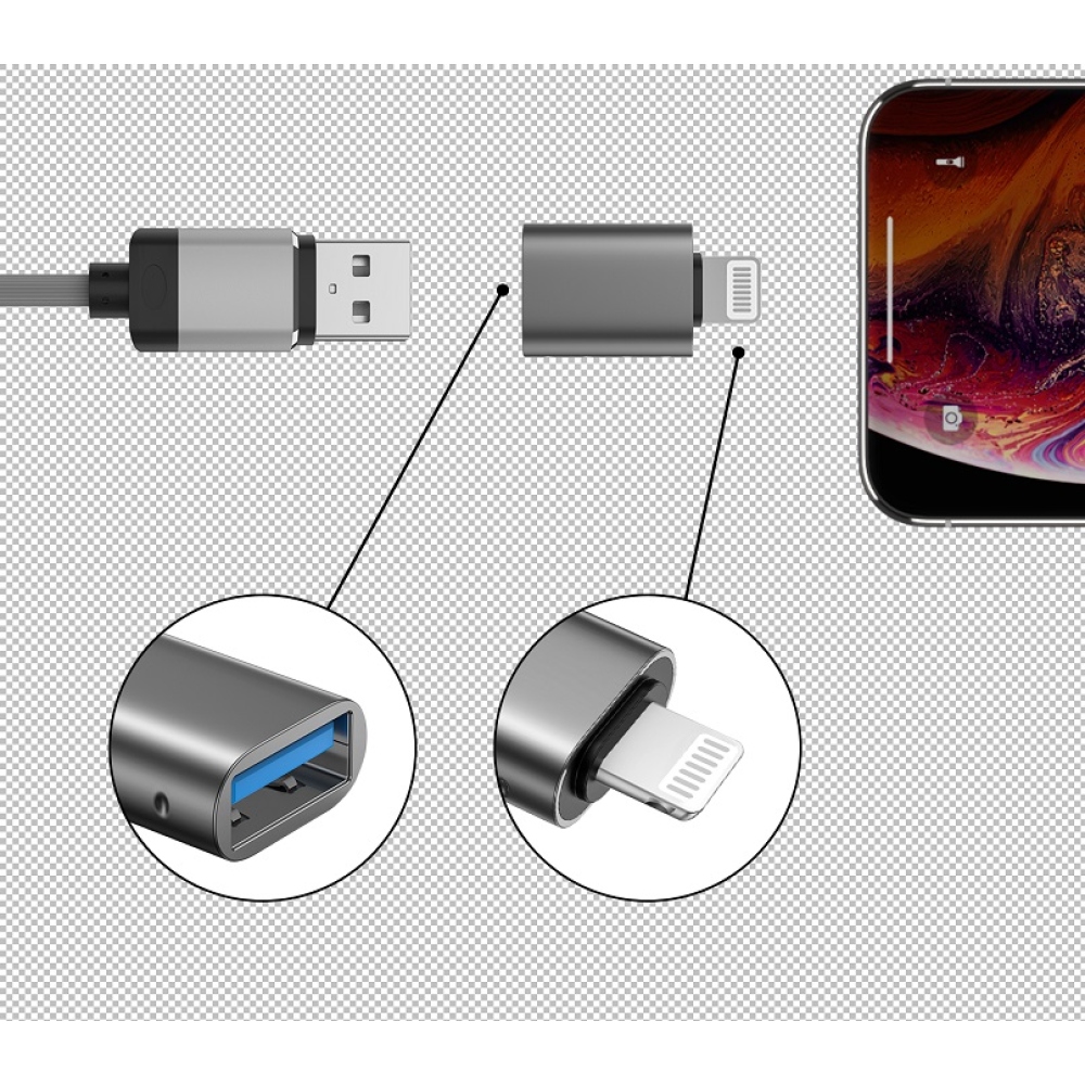 Swissten OTG redukcia Lightning (m)/USB-A (f)