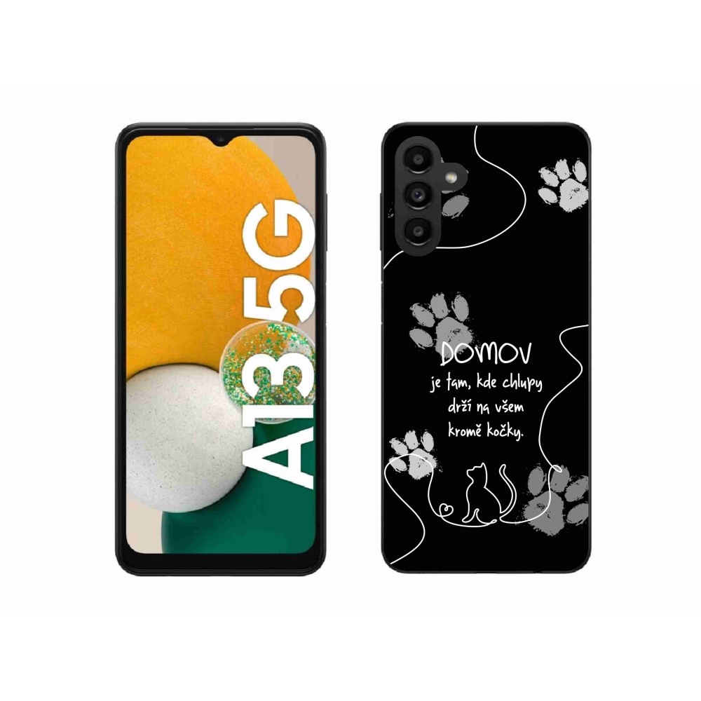 Gélový kryt mmCase na Samsung Galaxy A13 5G - mačacie motív čierne pozadie