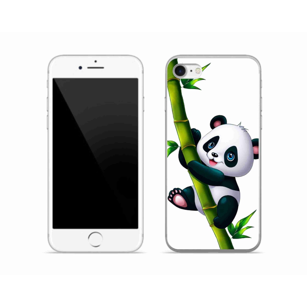 Gélový kryt mmCase na iPhone SE (2022) - panda na bambuse