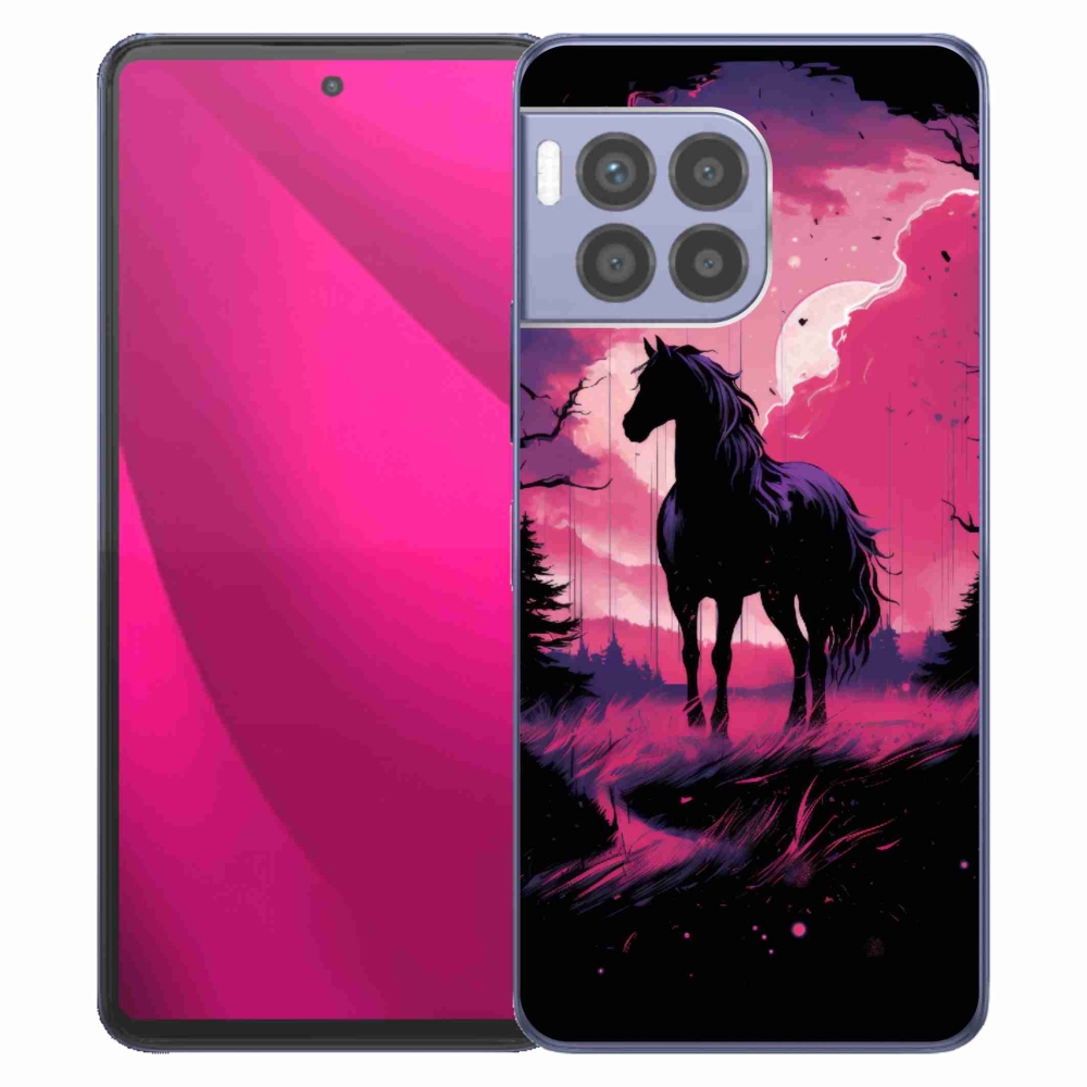 Gélový kryt mmCase na T-Mobile T Phone 2 Pro - čierny kreslený kôň 1