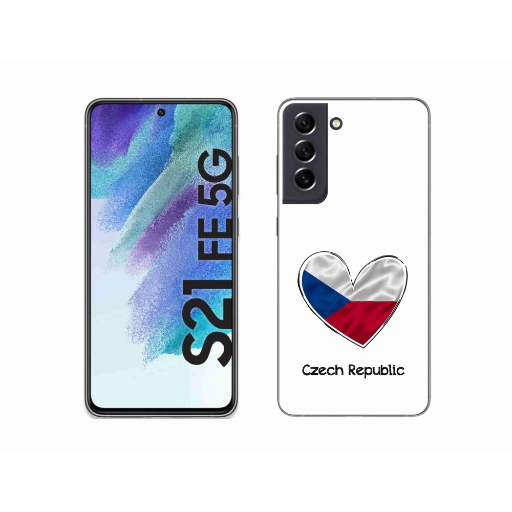 Gélový kryt mmCase na Samsung Galaxy S21 FE 5G - vlajka srdca biele pozadie