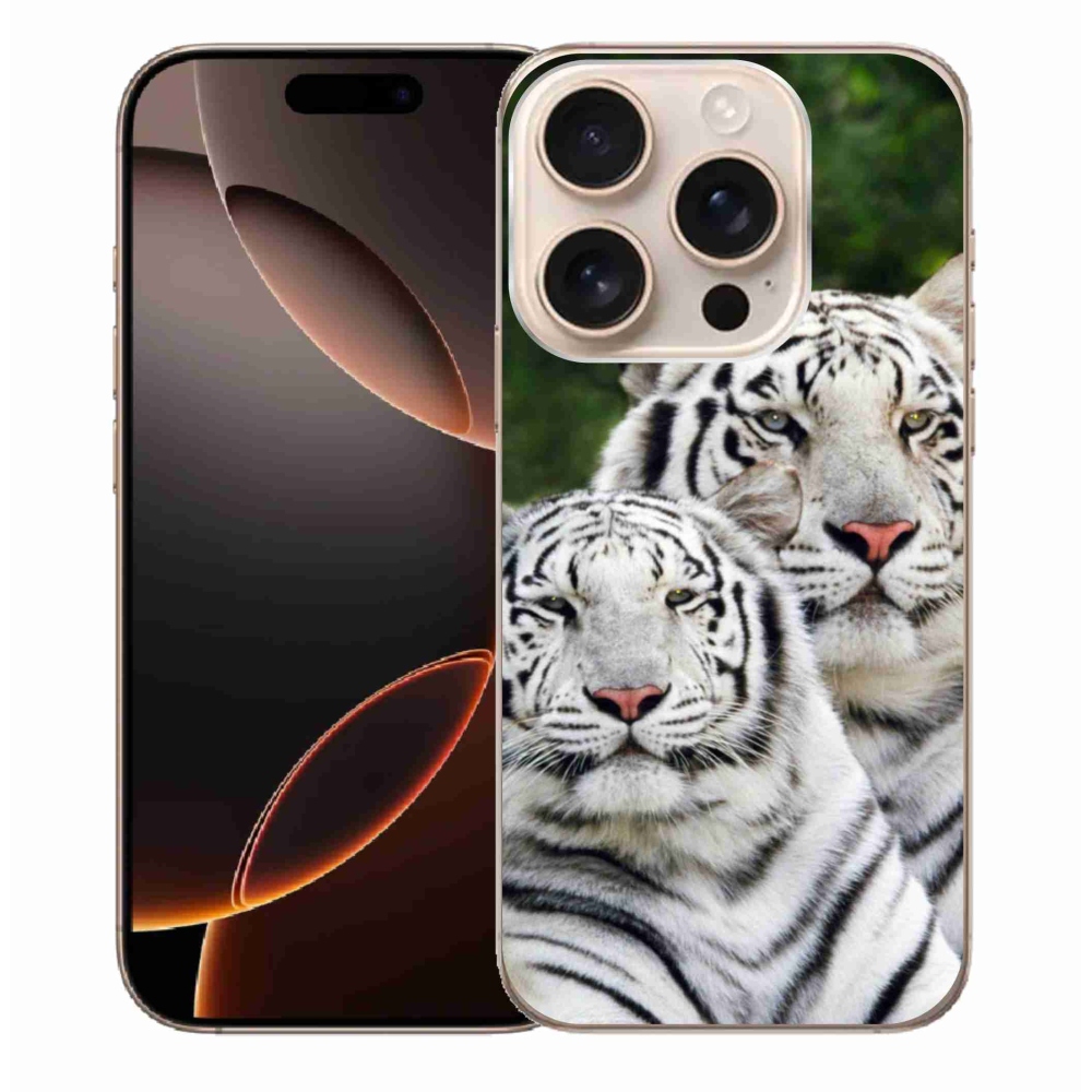 Gélový obal mmCase na iPhone 16 Pro Max - bieli tigre