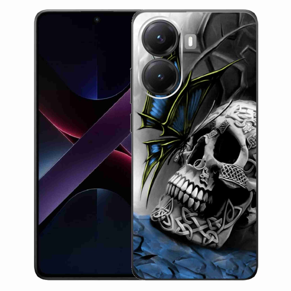 Gélový kryt mmCase na Xiaomi Poco X7 Pro 5G - motýľ a lebka