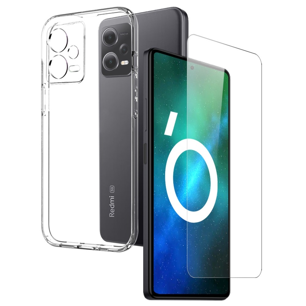 NORTHJO priehľadný gélový obal + tvrdené sklo na Xiaomi Redmi Note 12 Pro+ 5G - priehľadný