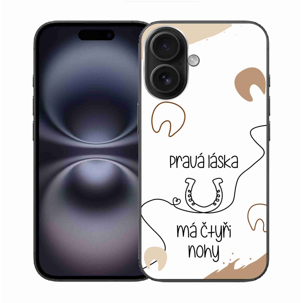 Gélový kryt mmCase na iPhone 16 - konský motív biele pozadie