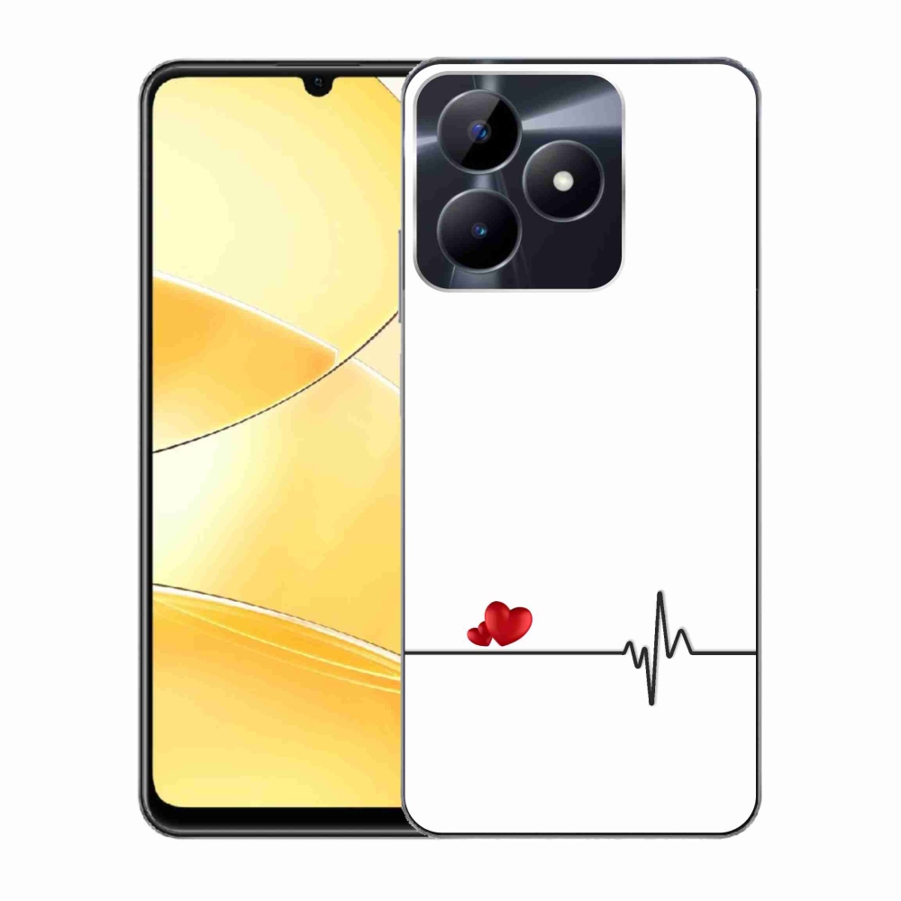 Gélový kryt mmCase na Realme C51/C53 - srdce a tep biele pozadie