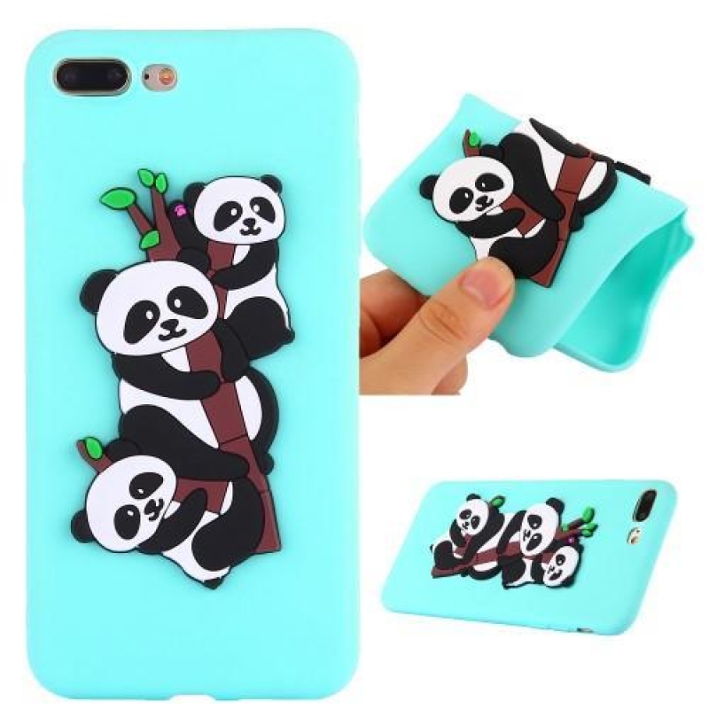 Panda 3D silikónový obal na iPhone 7 Plus a iPhone 8 Plus - azúrový