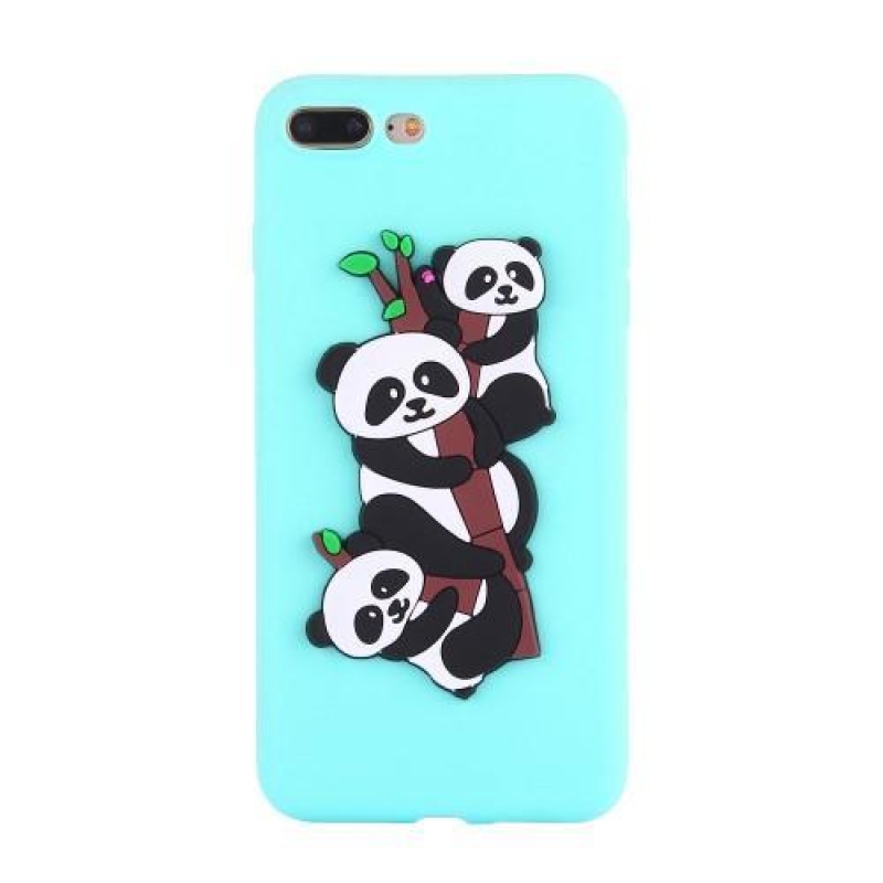 Panda 3D silikónový obal na iPhone 7 Plus a iPhone 8 Plus - azúrový