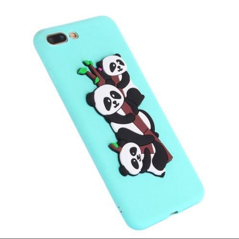 Panda 3D silikónový obal na iPhone 7 Plus a iPhone 8 Plus - azúrový