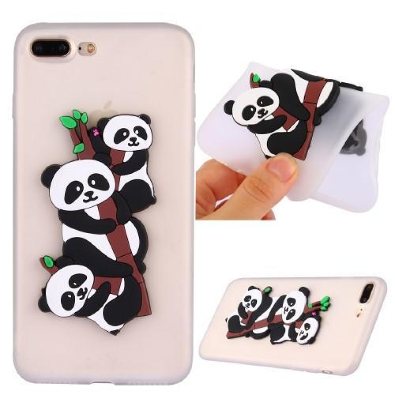 Panda 3D silikónový obal na iPhone 7 Plus a iPhone 8 Plus - biely