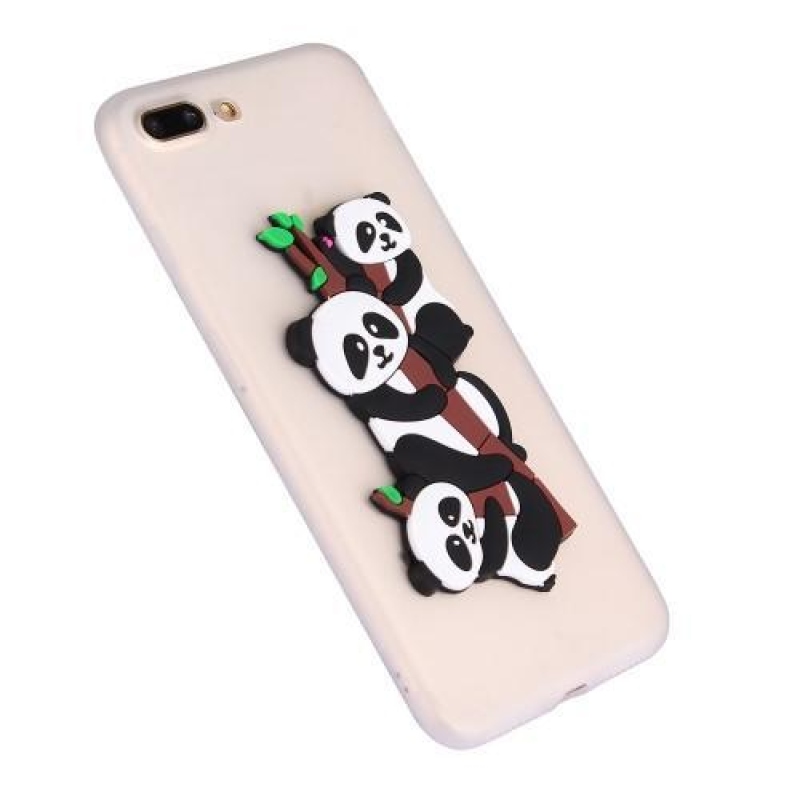 Panda 3D silikónový obal na iPhone 7 Plus a iPhone 8 Plus - biely