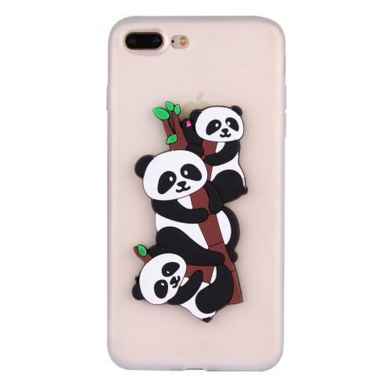 Panda 3D silikónový obal na iPhone 7 Plus a iPhone 8 Plus - biely