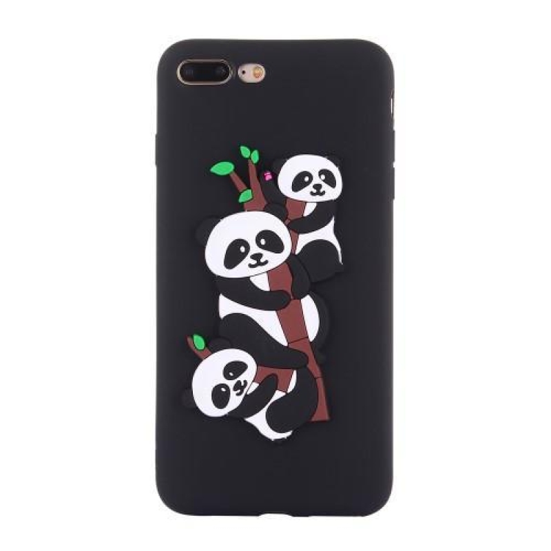 Panda 3D silikónový obal na iPhone 7 Plus a iPhone 8 Plus - čierny