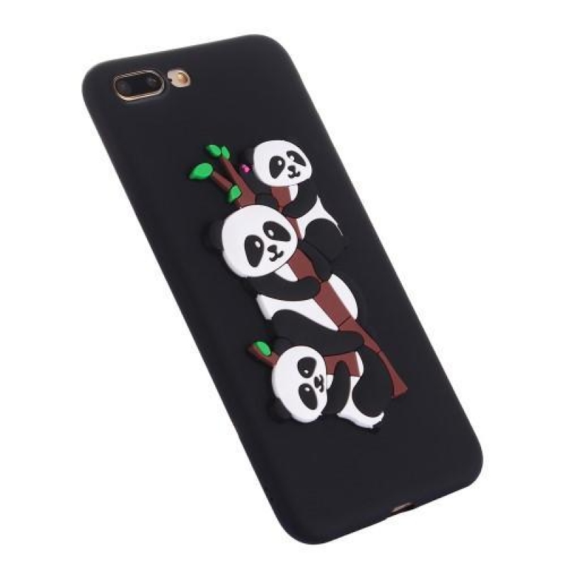 Panda 3D silikónový obal na iPhone 7 Plus a iPhone 8 Plus - čierny