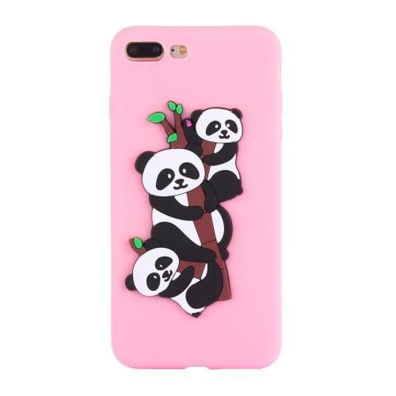 Panda 3D silikónový obal na iPhone 7 Plus a iPhone 8 Plus - ružový