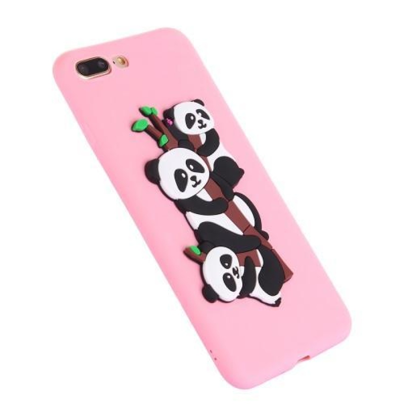 Panda 3D silikónový obal na iPhone 7 Plus a iPhone 8 Plus - ružový