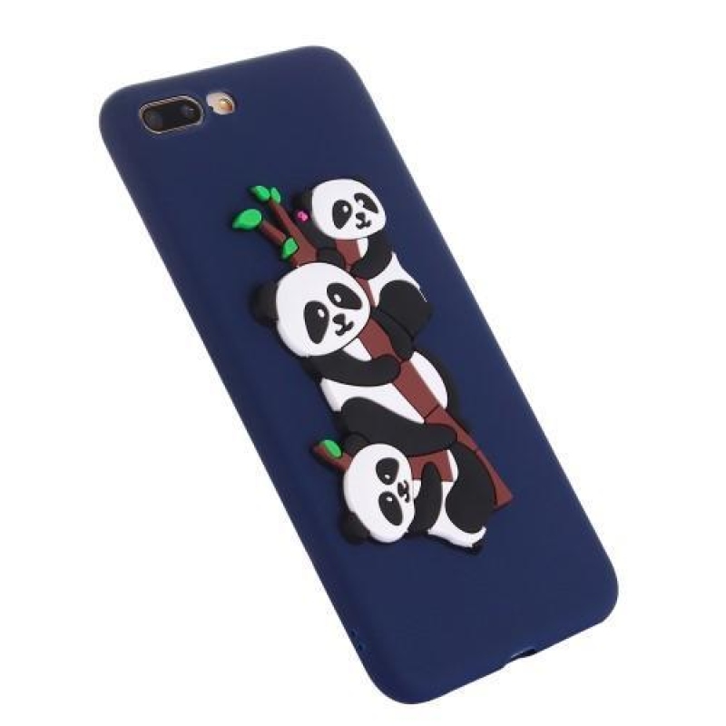 Panda 3D silikónový obal na iPhone 7 Plus a iPhone 8 Plus - tmavomodrý