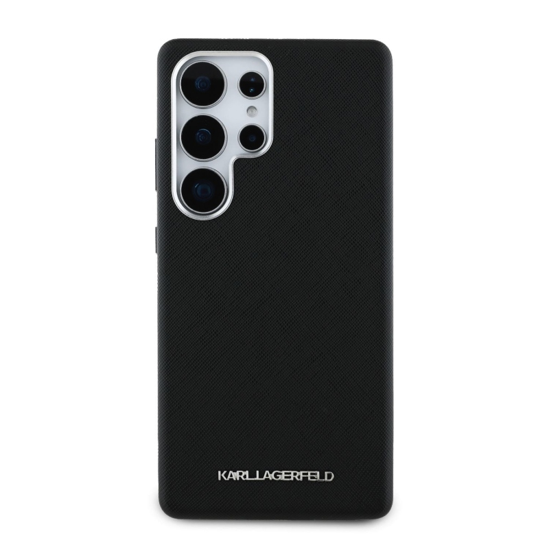 Karl Lagerfeld PU Saffiano Metal Logo a rám Zadný Kryt pre Samsung Galaxy S25 Ultra Black