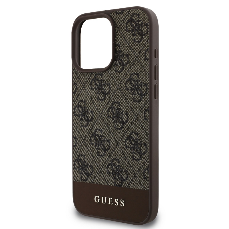 Guess PU 4G Stripe Zadný Kryt pre iPhone 16 Pro Max Brown